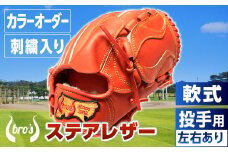 軟式 投手 用 野球 グローブ（カラー オーダー ・ 刺繍 入り ） 【 吉川清商店　bro's 】 高校生 大人 成人 右投げ グラブ プレゼント 親子 メンズ レディース 右利き 革 贈答用 キャッチボール 