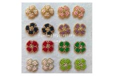 ビーズ 刺繍 お花 ピアス イヤリング ジュエリー アクセサリー chiimade：ピアス　パープル