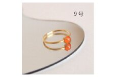 9号 天然石 カーネリアン リング (Silver925 18KGP仕上げ) 指輪 ／ Maco アクセサリー シルバー ヘアライン加工 プレゼント 奈良県 田原本町