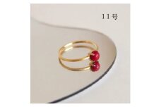 11号 赤珊瑚レッドコーラル リング (Silver925 18KGP仕上げ) 指輪 ／ Maco アクセサリー シルバー ヘアライン加工 プレゼント 奈良県 田原本町