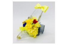 プリザーブドフラワー fleur misakiのガラスの靴シリーズ 「プリンセスのガラスの靴、真実の愛 ハッピーイエロー」 ／ お祝い インテリア 雑貨 花 プレゼント ギフト 奈良県 田原本町