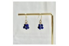 天然石 ラピスラズリ フックピアス (Silver925 18KGP仕上げ) ／ Maco アクセサリー シルバー ヘアライン加工 プレゼント 奈良県 田原本町