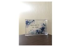 ハーバリウムプレート Happy Birthday （オイル少量タイプ） ブルー ／ kanon インテリア プリザーブドフラワー ドライフラワー ハンドメイド品 奈良県 田原本町