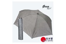 男女兼用雨傘 超軽量ミニ傘 136402 転写プリント デニム柄 日本製 グレー ／ まちづくり観光振興機構 常時携帯 コンパクト 奈良県 田原本町