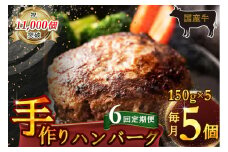 （定期便）【全6回】（冷凍）国産牛肉100％食べ応え満点 手作り・手ごね ハンバーグ 750g ／ 歩商事 定期便 牛肉 手作り 手ごね ハンバーグ 奈良県 田原本町