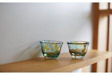 あすか三彩「宙吹き硝子のおちょこ」＜2個セット＞