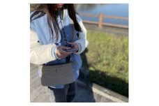 キャンプ　アウトドアに!!　アルバートン社の難燃、防水生地で作った　スマホショルダー　コヨウテ【1374129】