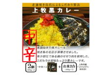＜ご当地カレー＞上牧黒カレー(中辛)2個+地元米(ひのひかり)2合をセット【1439531】