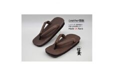 信貴 国産Leather雪駄(STK-85LD.ブラウン size:M)【1479596】