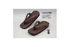 信貴 国産Leather雪駄(STK-85LD.ブラウン size:M)【1479596】