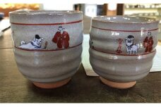 赤膚焼「雪丸湯呑茶碗」夫婦（大・小）セット
