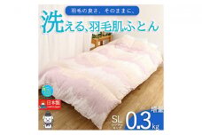 【春夏用】洗える羽毛肌掛け布団シングルサイズダウン90％0.3kg洗濯可能北欧調ガーブカーサピンク