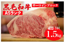 【全3回定期便】黒毛和牛 A5ランク サーロイン ブロック 1.5kg ステーキ用ソース付 サーロイン さーろいん ステーキ ブロック肉 和牛 サーロイン 贈答 ギフト お中元
