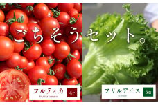 F8 ごちそうトマト「フルティカ」4P・しゃきしゃきレタス「フリルアイス」5袋のセット  | 野菜 トマト フルーツトマト 葉物野菜 レタス 中玉トマト リコピン 甘い 糖度高い  サラダ 近鉄ふぁーむ 奈良県 大淀町