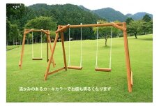 二人用 木製 ブランコ カーキ | アスレチック 遊具 公園 自然工房 奈良県上北山村 国産木材 新築 お祝い プレゼント 入学 入園