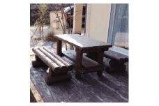 木製 ガーデン テーブル セット （ ブラウン ） | ガーデンテーブル 公園 自然工房 奈良県 上北山村 国産木材 新築 お祝い プレゼント