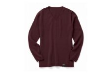NUONEメンズVネックプルオーバー　ワイン 2(L)