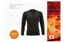 ThrmOne（サーモワン）「暖撃」スタンダードモデル　Vネック長袖シャツ　BLACK（M）メンズ［26100000］