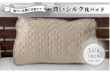 潤いシルク100%サテン枕パッド　ベージュ1枚　Mサイズ（43×63cm）SSM-1M-1P　BE