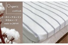 オーガニックコットン　タオルシーツ　シングルサイズ（145×230cm）ボーダー　グレー  SNS-13-GY