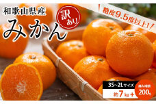 和歌山県産 糖度9.5度 以上 訳あり みかん 7kg 傷み補償+200g 3S ～ 2Ｌサイズ混合【NY6w】