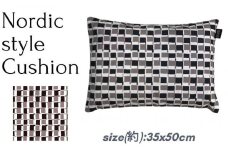 《デザイン ピロークッション 35×50cm ブラック》モザイク35BK