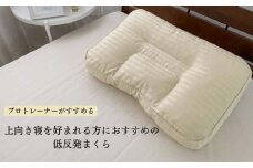 《上向き寝におすすめ 低反発枕 ブルー枕カバー付》上向き低反発BL