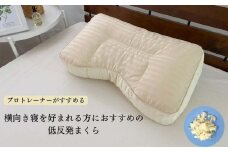 《横向き寝におすすめ 低反発枕 ベージュ枕カバー付》横向き低反発BE