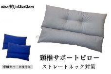 《頸椎サポートピロー 枕 カバー2枚付き ロイヤルブルー》ストレートGYーRB