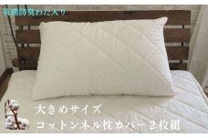 抗菌防臭わた入り 大きめサイズ コットンネル枕カバー 生成り 2枚組 1611K