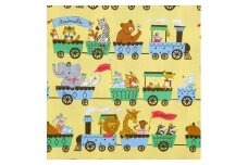 【イエロー】紀州晒 紀州和晒 オックス 綿100% 綿 コットン 生地 布 乗り物柄 汽車 車 自動車 動物 子供 小物 バッグ ハンドメイド 入園 入学 手芸 手作り 3m 約110cm