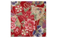 【レッド】紀州晒 紀州和晒 スケアー 綿100% 生地 布 和風柄 扇模様 菊 花柄 開花 和柄 WAGARA 開花シリーズ おしゃれ かわいい ハンド メイド 手芸 手作り 3m 約110cm