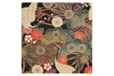 【ブラック】紀州晒 紀州和晒 スケアー 綿100% 生地 布 鶴 笠松 青海波 菊 花柄 開花 開花シリーズ 和柄 WAGARA おしゃれ かわいい ハンド メイド 手芸 手作り 3m 約110cm
