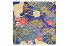 【ブルー】紀州晒 紀州和晒 スケアー 綿100% 生地 布 鶴 笠松 青海波 菊 花柄 開花 開花シリーズ 和柄 WAGARA おしゃれ かわいい ハンド メイド 手芸 手作り 3m 約110cm
