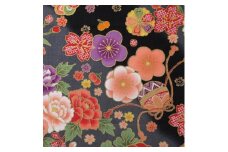 【ブラック】紀州晒 紀州和晒 スケアー 綿100% 生地 布 和柄 扇模様 花柄 開花 和風柄 WAGARA おしゃれ かわいい ハンド メイド 手芸 手作り 3m 約110cm