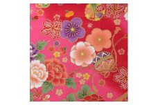 【レッド】紀州晒 紀州和晒 スケアー 綿100% 生地 布 和柄 扇模様 花柄 開花 和風柄 WAGARA おしゃれ かわいい ハンド メイド 手芸 手作り 3m 約110cm