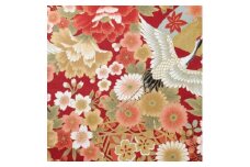 【レッド】紀州晒 紀州和晒 シーチング コットン 綿 綿100% 生地 布 開花シリーズ 柄 花柄 菊 扇模様 和風 WAGARA おしゃれ ハンドメイド 手芸 手作り 3m 約110cm