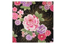 【ブラック】紀州晒 紀州和晒 シーチング コットン 綿 綿100% 生地 布 開花シリーズ  和柄 花柄 菊 和風 WAGARA おしゃれ ハンドメイド 手芸 手作り 3m 約110cm