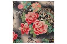 【ブラック】紀州晒 紀州和晒 シーチング コットン 綿 綿100% 生地 布 開花シリーズ  和柄 花柄 菊 和風 WAGARA おしゃれ ハンドメイド 手芸 手作り 3m 約110cm