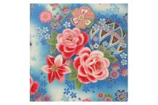【ブルー】紀州晒 紀州和晒 シーチング コットン 綿 綿100% 生地 布 開花シリーズ  和柄 花柄 菊 和風 WAGARA おしゃれ ハンドメイド 手芸 手作り 3m 約110cm