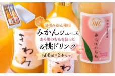きわみ みかんジュース ／ あら川の桃 ドリンク 500ml 合計 2本 入り アソートセット【mao15】