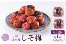 訳あり 梅干し 大粒 大玉 つぶれ梅 しそ梅 約1kg (500g×2) 塩分10%