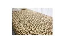 フラットシーツ 敷毛布 シングル ヒョウ柄 アクリル 布団用 洗えるシーツ ベージュ【1122453】