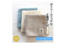6重ガーゼハンカチ3色Bセット【1238197】