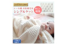 薄くて軽量シール織市松綿毛布シングルケット(COTTON100%)【1238850】