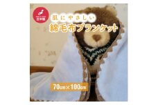 ひざ掛け かわいい 綿毛布 おしゃれ コットン100% ブルー【1303140】