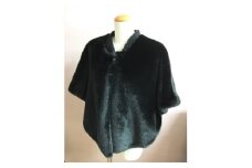 OKADA TEXTILE エコファー ロングポンチョ ブラック【1020769】