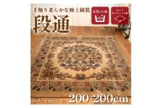 ＜訳あり＞絨毯 (2畳用正方形200×200 )キャニオン ベージュ【1339642】