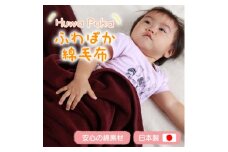 ふわぽか 綿毛布  エンジ 100×140cm 日本製 綿100% 毛布【1457415】