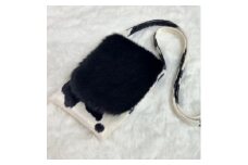 OKADA TEXTILE MINIサコッシュ エコファーバッグ ホルスタイン柄白黒【1511930】